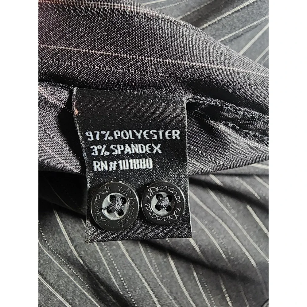 7 Diamonds Button Down Mens L Pinstripe Black Stretch Long Sleeve Dress Shirt